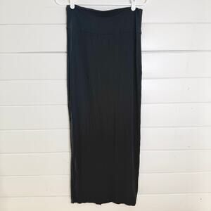 Eileen Fisher‎ Slip Skirt Womens Small Black Back Slit High Waisted